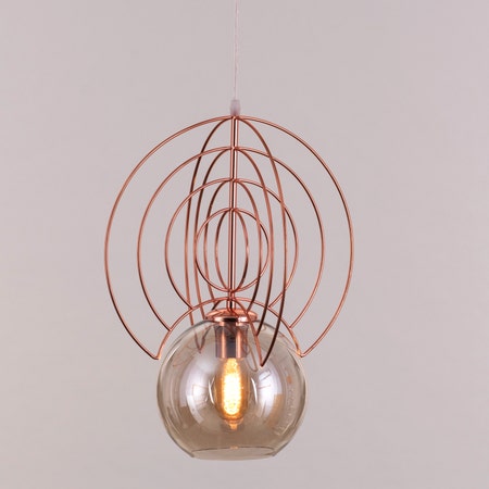 Glam Glow (Rose Gold) Cognac Glass Pendant Light