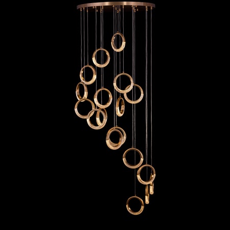 Match Your Mood (Large, Gold, Dimmable LED with Remote Control) Double Height Chandelier