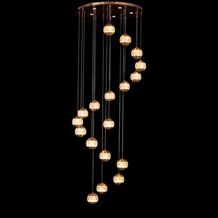 Nights In June (Large, Gold, Dimmable LED with Remote Control) Double Height Chandelier