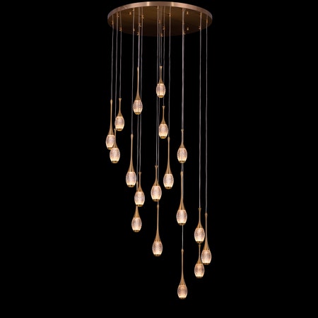 Perfect Landing (Large, Gold, Dimmable LED with Remote Control) Double Height Chandelier