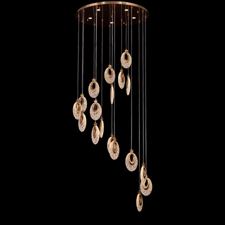 Storming The Castle (Large, Gold, Dimmable LED with Remote Control) Double Height Chandelier