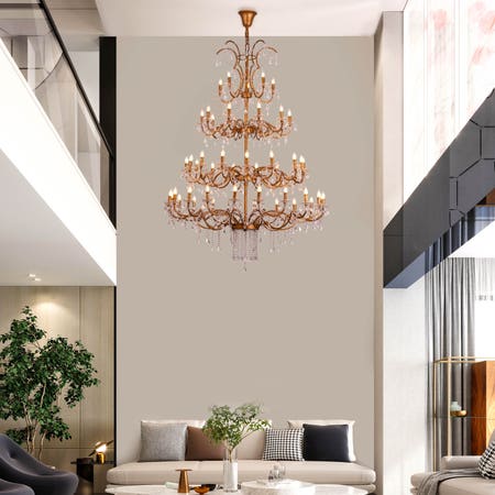 Victorian Masterpiece (Large, Antique Gold) Crystal Double Height Chandelier