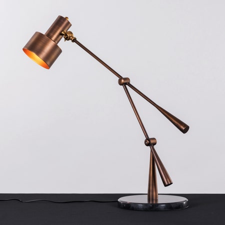 Rumour Has It (Gold, Coffee, Smart LED) Marble Study Table Lamp