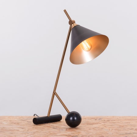 The Night Watch (Gold, Black) Marble Study Table Lamp