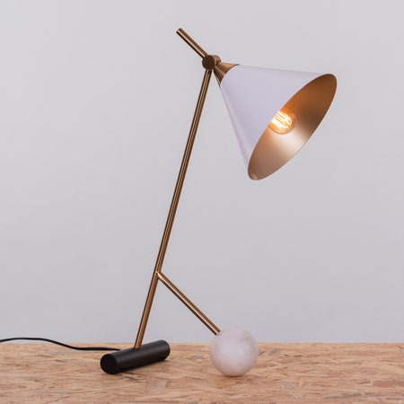 The Night Watch (Gold, White) Marble Study Table Lamp