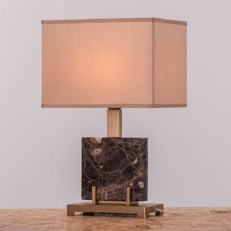 Marbled Coffee (Rectangle, Beige) Table Lamp