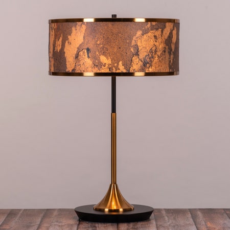 Slate Abate (Gold, Black) Stone Veneer Marble Table Lamp