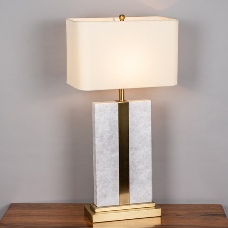 Just A Memory (Extra Large, White, Gold) Marble Table Lamp