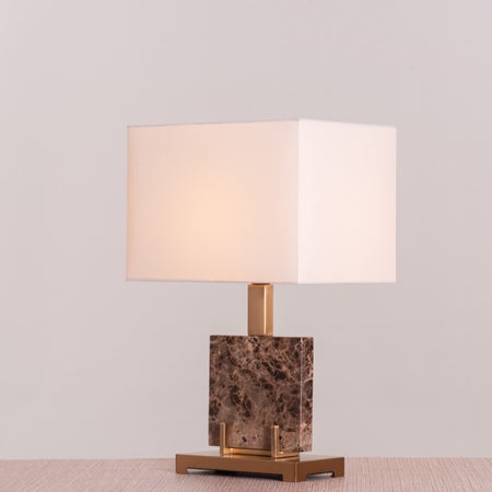 Marbled Travatino (Rectangular, Coffee, White) Marble Table Lamp