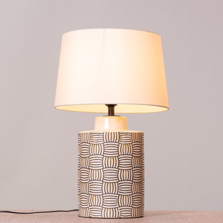 Twisted Treat (Grey, Yellow) Ceramic Table Lamp