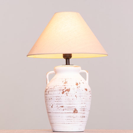 Deep Dive (White, Beige) Ceramic Table Lamp