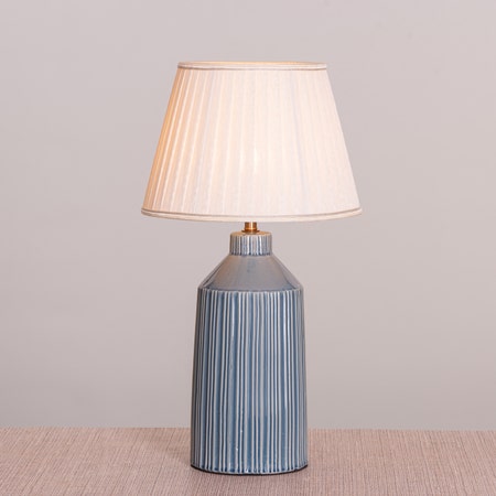 Scene Stealer (Blue, Cream) Ceramic Table Lamp