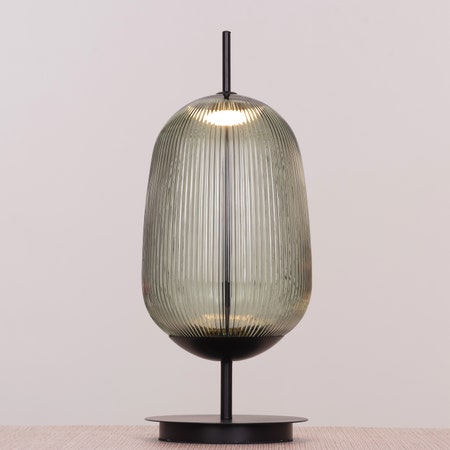 Juliet In Japan (Black, Green) Built-In LED Textured Glass Table Lamp