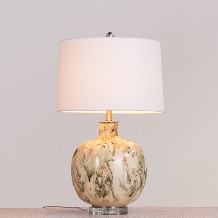 Fools Rush In (Green, White) Ceramic Table Lamp