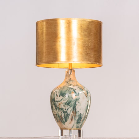 Glow Overboard (Green, Gold) Ceramic Table Lamp