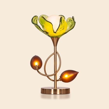 Midori Grace (Gold, Green & Amber) Tinted Glass Table Lamp