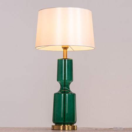 Cake By The Ocean (Green, Silver) Tinted Glass Table Lamp