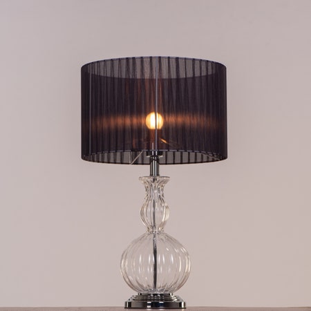 Like Never Before (Chrome, Black) Clear Glass Table Lamp