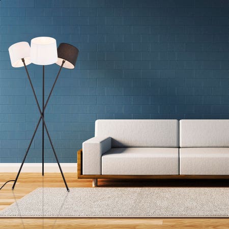 Triple Treat (Cream, Black) Fabric Floor Lamp