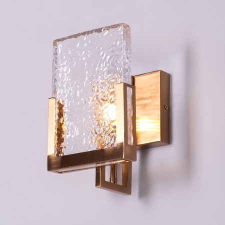 Legacy Signature (Square, Gold) Textured Glass Wall Light