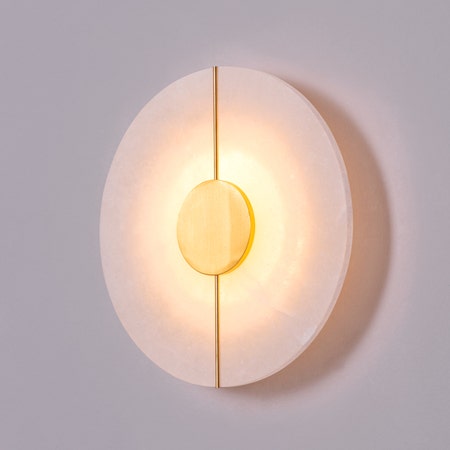 Boomerang (Gold, White) Built-In LED Alabaster Wall Light