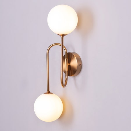 Many Moons Away (Gold) Frosted Glass Wall Light