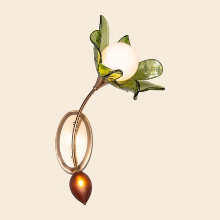 Midori Charm (Gold, Green & Amber) Tinted Glass Wall Light