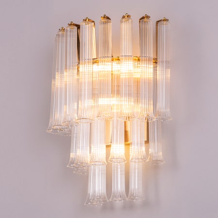 Play It Right (Gold, Clear) Textured Glass Wall Light