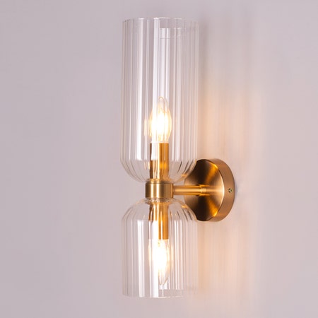 Smitten (Gold, Clear) Textured Glass Wall Light