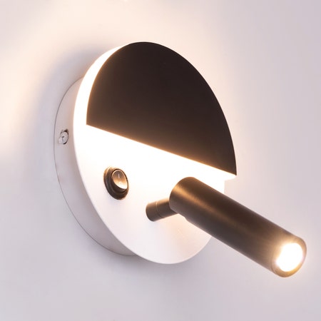 Elated (Black, White, Built-In LED) Wall Light