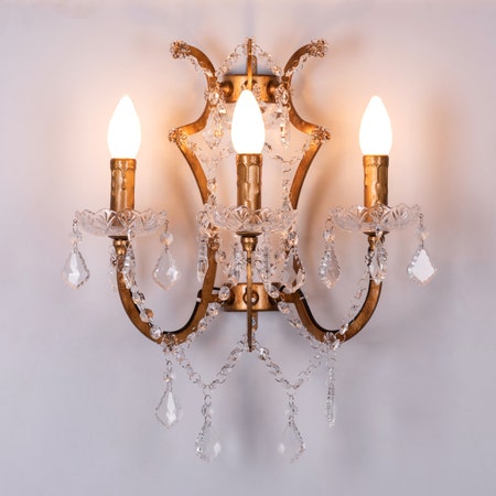 French Restoration (Antique Gold) Crystal Wall Light