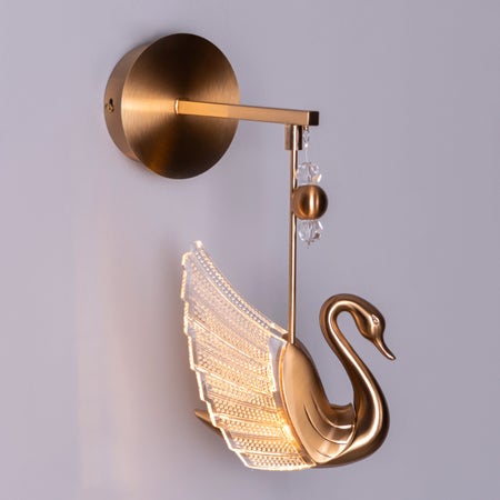 Two Birds One Throne (Gold, Dimmable LED with Remote Control) Wall Light