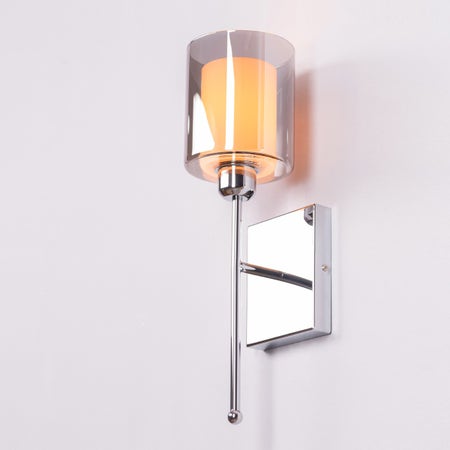 Courtesy Call (Smokey Grey) Glass Stainless Steel Wall Light